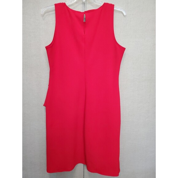 Bebe Red Ruffle Hem Sleeveless Dress Keyhole Back Size 12 - Picture 3 of 5